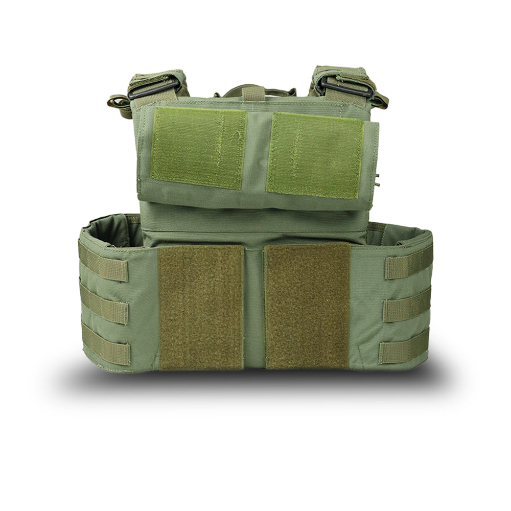 Tactical Bullet Proof Plate Carrier Vest with 2 x NIJ Level III+ Standalone Plates - Olive Green
