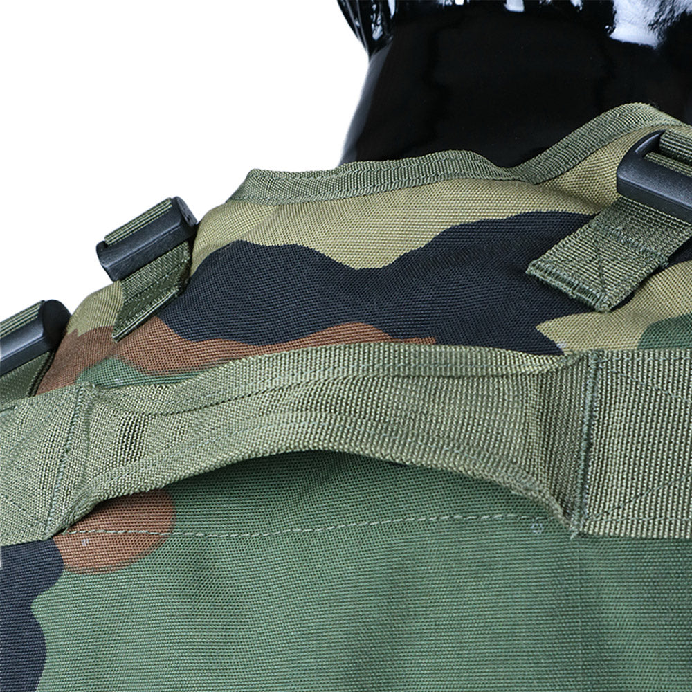 Tactical Vest With Plate Carrier and Ammunition Pouch - Woodland Camo