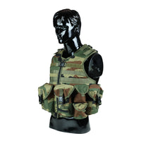 Thumbnail for Tactical Vest With Plate Carrier and Ammunition Pouch - Woodland Camo